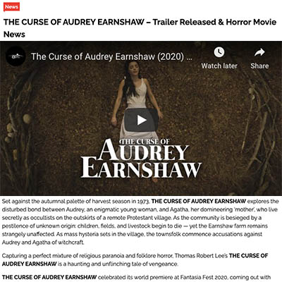 THE CURSE OF AUDREY EARNSHAW – Trailer Released & Horror Movie News